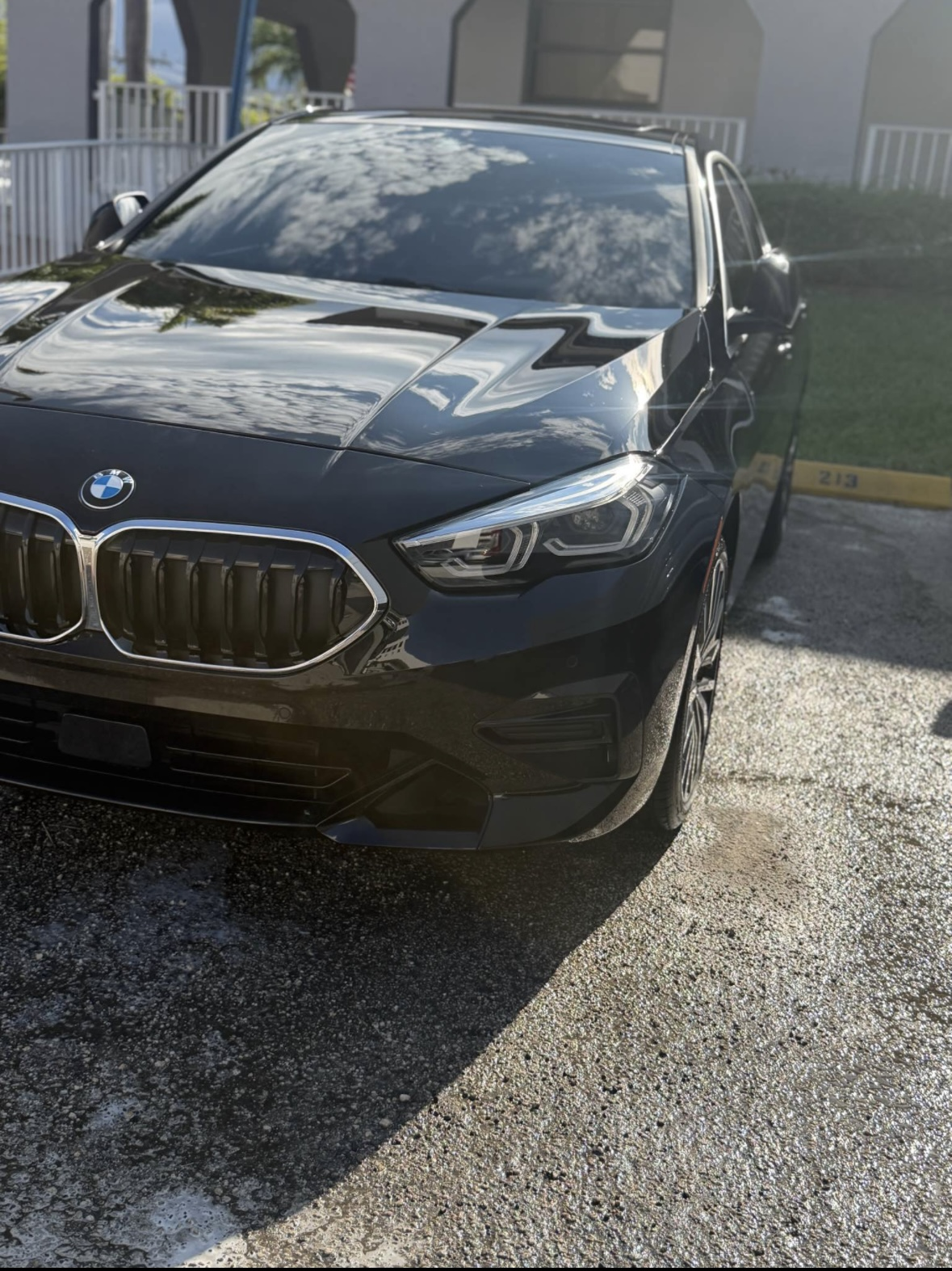 Detailed black BMW with a high-gloss finish
